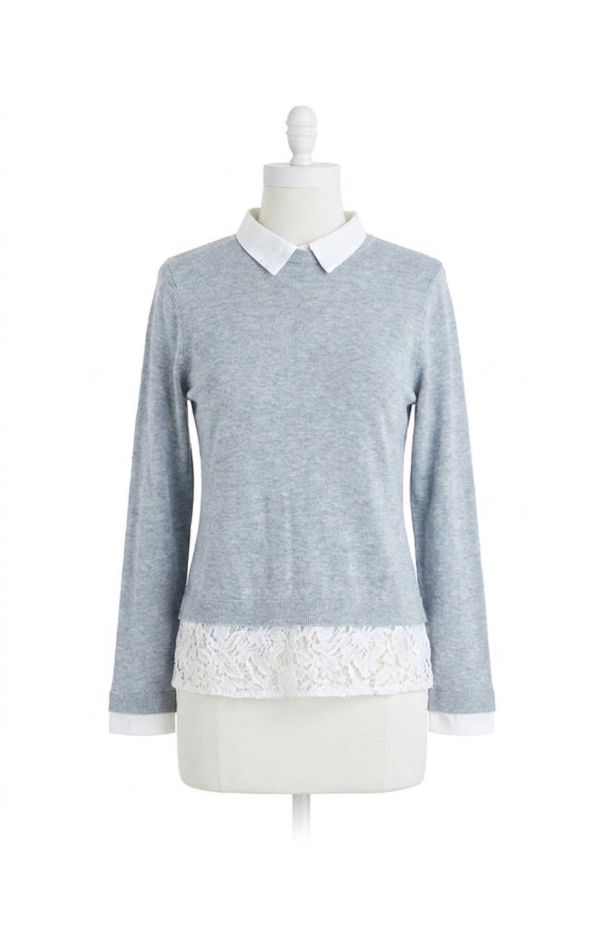 NEW LOVE TOKEN amanda rhinestone sweater in grey